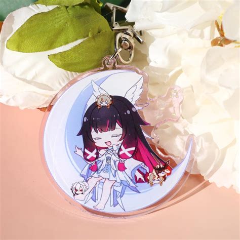 Genshin Impact Columbina Cute Chibi Acrylic Keychain With White Wings ...