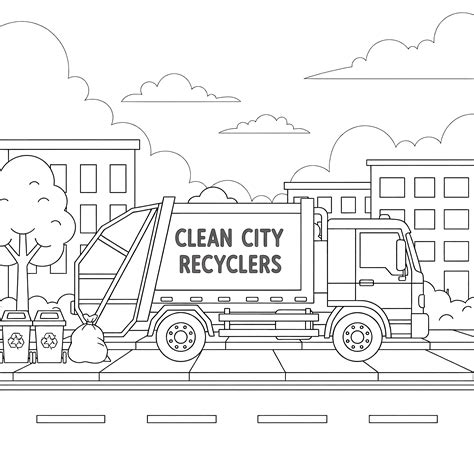 Garbage Truck Coloring Page | Coloring Pages Mimi Panda