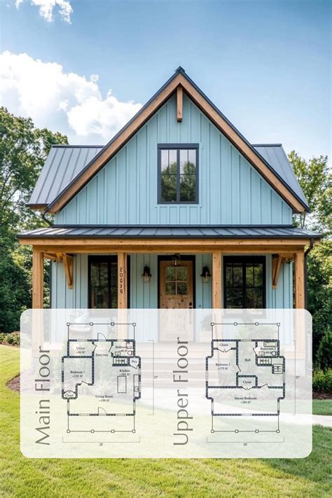 Two-Story, 3 Bed, 2 Bath, 1,418 sq. ft. Cottage House Floor Plans ...