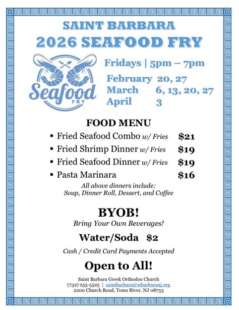 Saint Barbara Seafood Fry, 2200 Church Road, Toms River, NJ, 20 ...