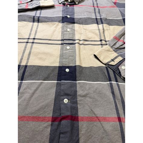 Barbour Mens Dress Tartan Tailored Fit Button Down Shirt Tan Grey Plaid ...