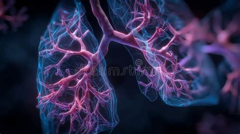 Depiction of Inflamed Bronchial Tubes Conveying Asthma Symptoms Stock ...