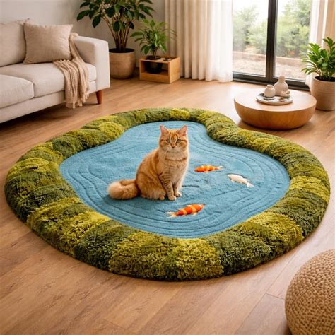 Buy Hand-tufted Koi Pond Area Rug: Japanese Zen Garden Moss Carpet ...