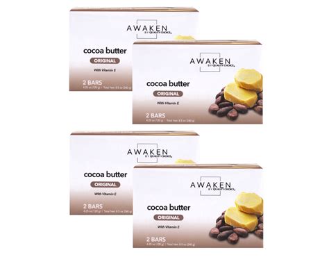 Awaken Cocoa Butter Bar Soap with Vitamin E, Moisturizing Body and Face Cleanser, Gentle Daily ...