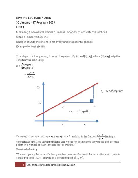EPM 112 LECTURE NOTES: Understanding Lines and Their Slopes (Jan-Feb 2023) - Studocu