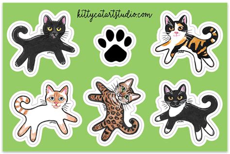 Cat Sticker Sheet Green by KittyCat Art Studio | Sticker sheets ...