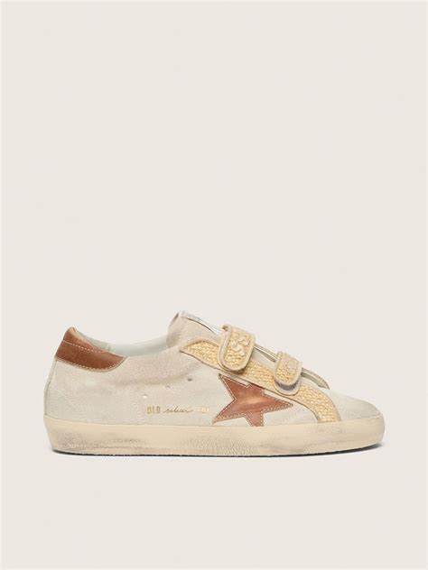 Women’s Old School in pearl suede with brick-red leather star and ...