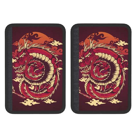 Red Dragon Cloud Japan Traditional Seat Belt Shoulder Pad 2-Pack Soft ...