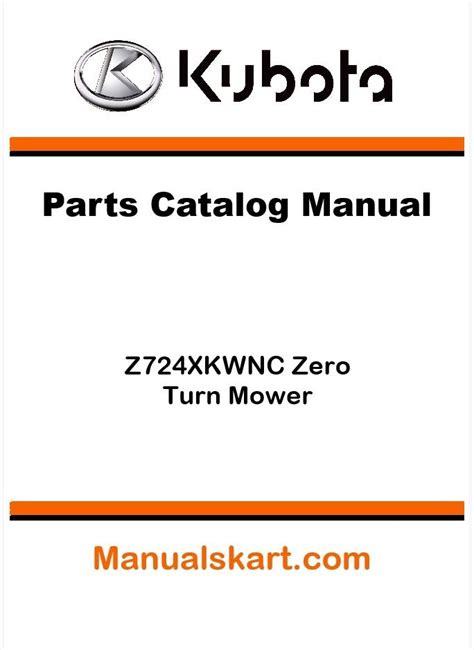 Kubota Z724XKWNC Zero Turn Mower Parts Catalog Pdf Manual