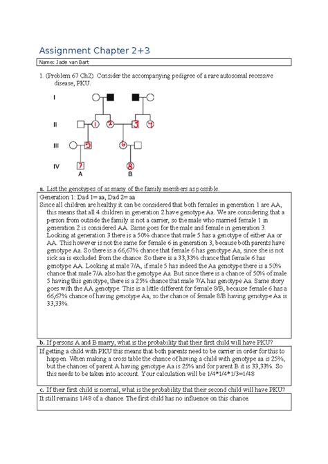 Assignment Ch 2 & 3: Genotype Analysis & Pedigree Study 2025 - Studeersnel
