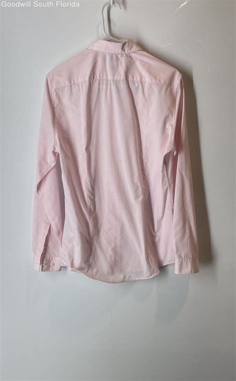 H&M Mens Pink Long Sleeve Collared Regular Fit Easy Iron Button-Up ...