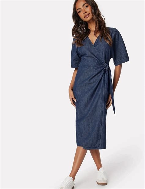 Bubbleroom Denim Wrap Dress (Dark Blue) – 349.30 kr – Booztlet.com