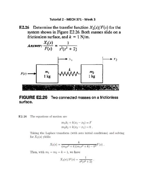 MECH 371 Tutorial 2: Transfer Function Analysis for E2.26 - Studocu