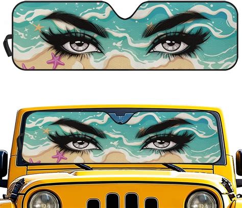 Amazon.com: Tiasarato Beach Eyes Sunshade for Car Windshield UV-Blocking Sun Shade Windshield ...