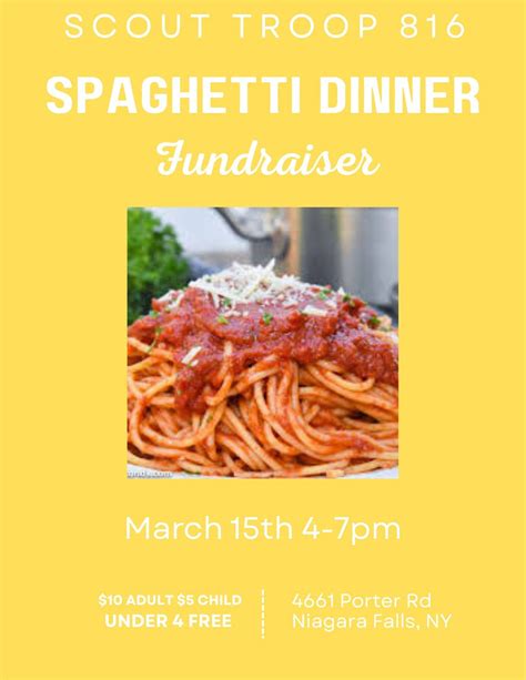 Troop 816 Spaghetti Dinner fundraiser, 4661 Porter Rd, Niagara Falls ...