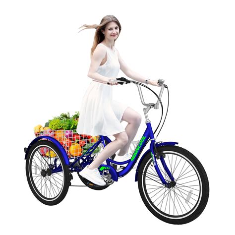 ABORON Adult Tricycle 7-Speed, 20/24/26-Inch Three Wheel Cruiser Bike with Cargo Basket ...