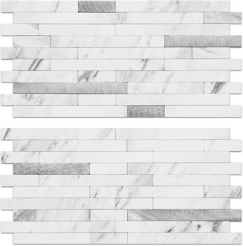 20 Sheets Faux Stone Peel and Stick Backsplash, White Marble Look PVC ...