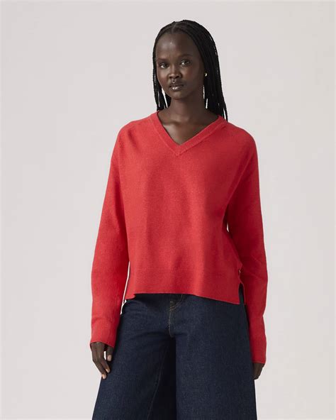 Supersoft V-neck Pullover Sweater - Red | Levi's® GB