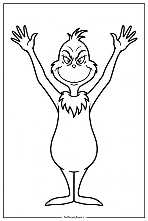 Grinch waving both hands Coloring Page - Free Printable ...