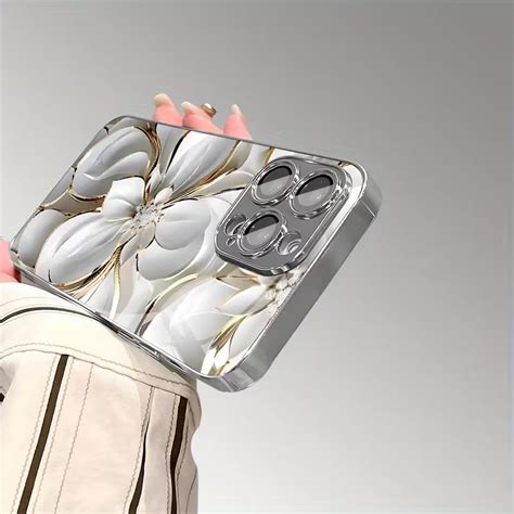 Ceramic Texture Golden Line White Flower Pattern Case – Luxio