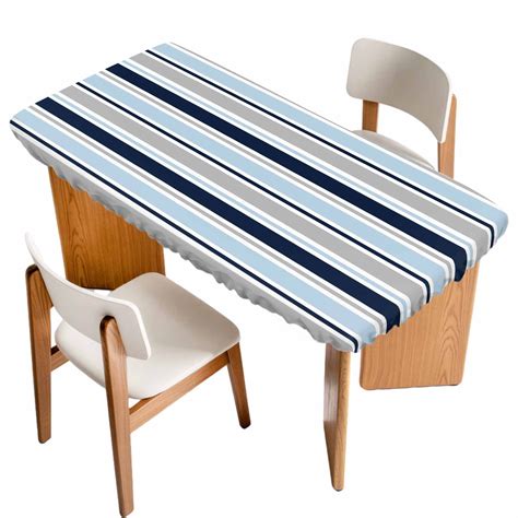 Navy Blue Gray Striped Table Cloths for 5 Foot Rectangle Tables ...