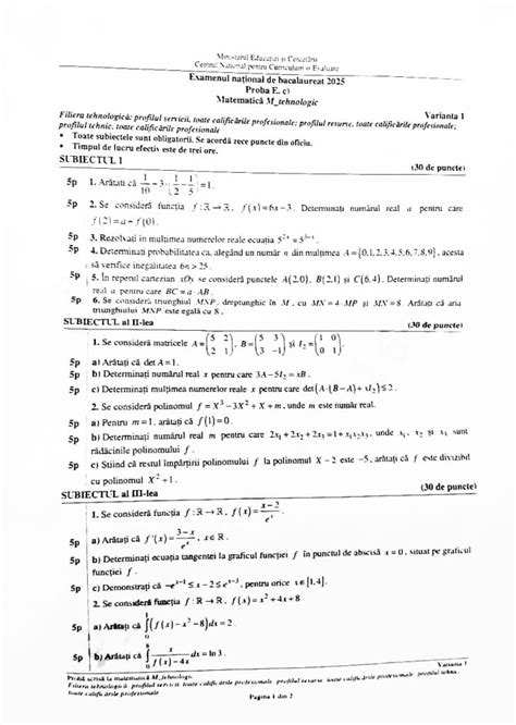 BAC 2025: Ce subiecte au primit elevii la proba de Matematic… | Semnal