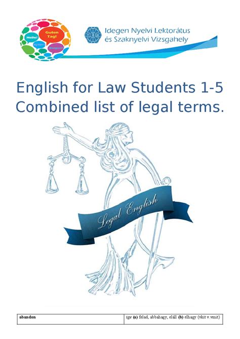 English for Law Students: Comprehensive Legal Terms Glossary - Studocu