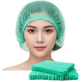 OTICA Disposable Stretchable Bouffant Caps Green – Hair Net Head Cover ...
