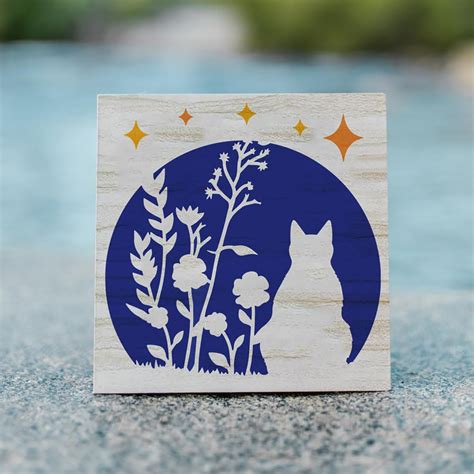 Buy 6 Pcs Moon Cat Painting Stencil Set Cat Silhouette Star Girl Cliths