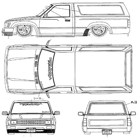 CAR blueprints - Toyota Hilux V Lowrider blueprints, vector drawings ...