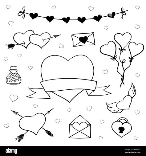 Vector ink valentine day Black and White Stock Photos & Images - Alamy