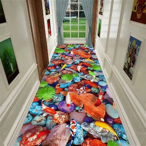 LIUXIUER Corridor Carpet 3D Colorful Squid Pattern Rectangular 0.7Cm Thickness Carpet Runners ...