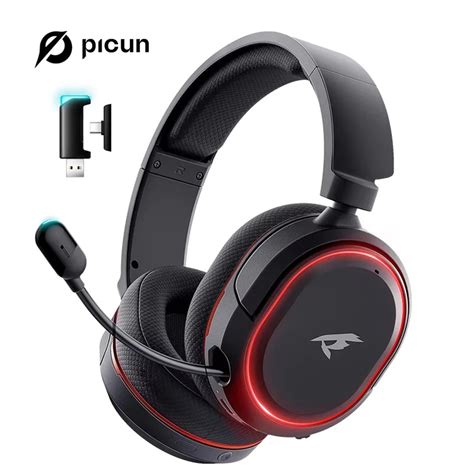 Picun G2 2.4G Wireless Gaming Headset Bluetooth Headphones 5ms Low Lat ...
