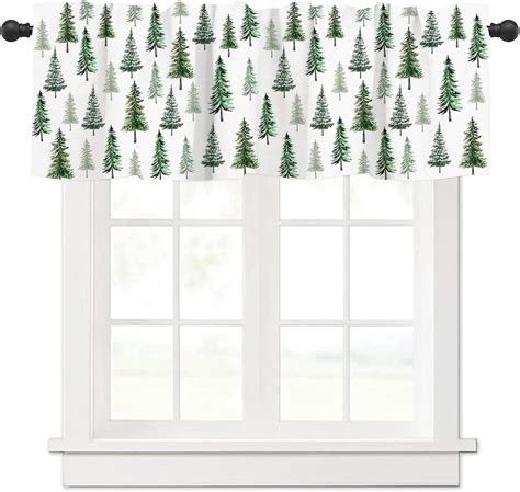 Christmas Valance Curtain for Kitchen Windows, 54x18 Inch Xmas Tree ...