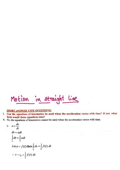 Physics IMP 4M SAQs: Motion in a Straight Line - Studocu