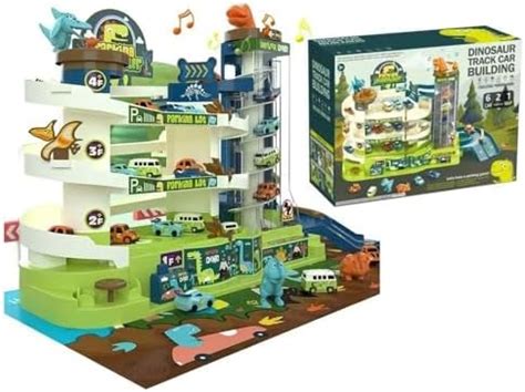 Buy Toy Car Garage Playset, 3 Level Parking Garage Track with Electric ...