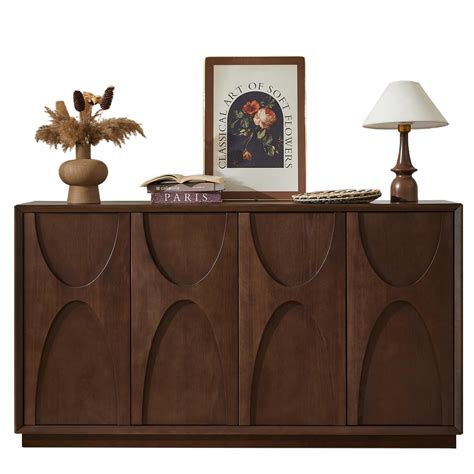 LKTART Sideboard Buffet Cabinet Mid-Century Modern Sculpted Door Design ...