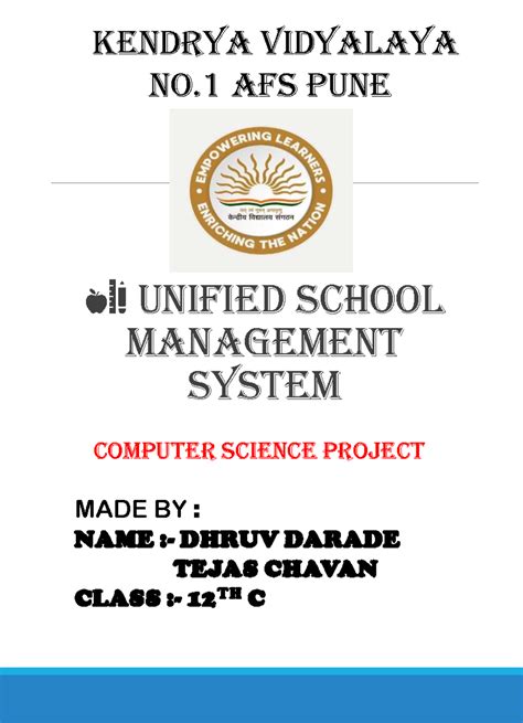 Unified School Management System Project - Class 12 CS (083) - Studocu