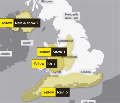 Full list of weather warnings in place across UK as snow forecast ...