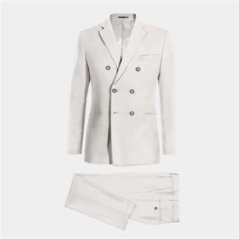 Costume croisée ivoire stretch