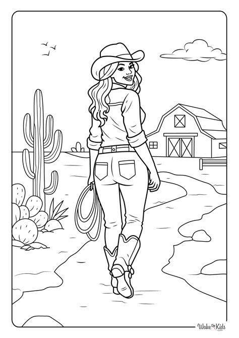 Cowgirl Coloring Pages (Free Printable PDFs) | WakeTheKids