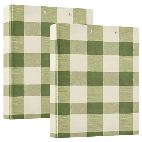 Three Ring Binder Light Green Gingham 1.5 Inch Round Binder D-Rings for ...