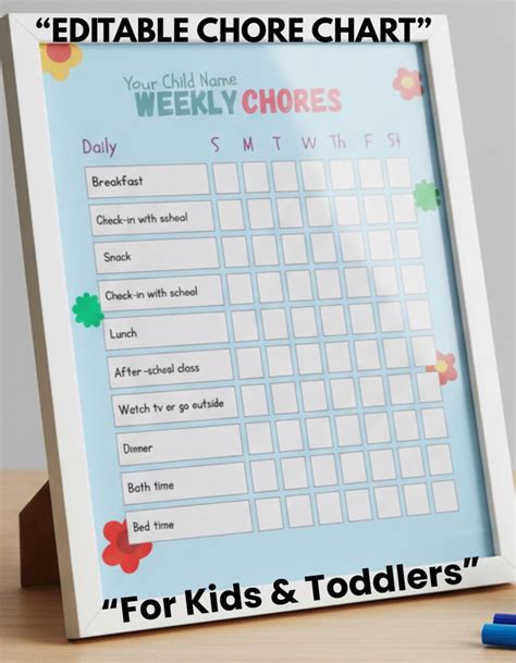 Editable Weekly Chore Chart for Kids | Toddler Routine Visual (PDF Download) - Etsy