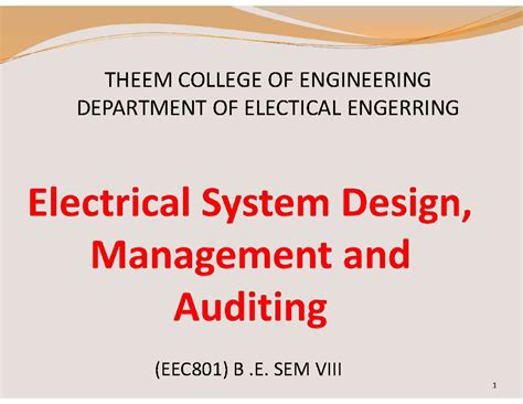 EEC801 B.E. Sem 1: Intro to Electrical Projects & Estimation - Studocu