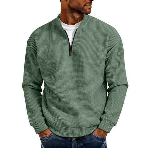 Mens Quarter Zip Pullover Waffle Raglan Long Sleeve Henly Shirts Big ...