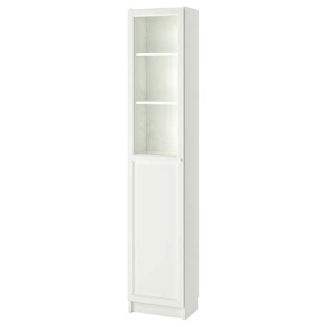 BILLY / OXBERG bookcase with panel/glass door, white/glass, 40x30x202 ...