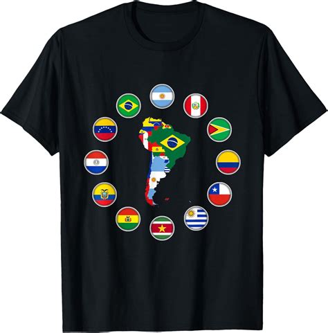 South America,South American Flags,South America Map. T-Shirt All Size ...