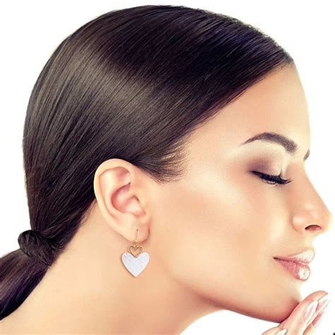 FASHION JUNKY Scratched Heart Drop Earrings (.85inches, Silver, Gold ...