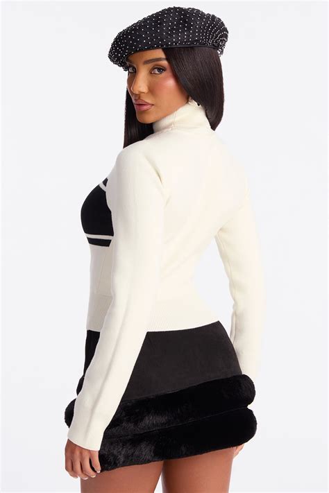 Hot Gossip Turtle Neck Striped Sweater - White/Black | Fashion Nova