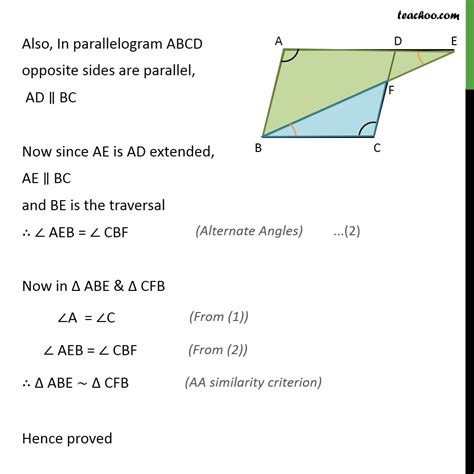 Ex 6.3, 8 - E is a point on side AD produced of ABCD - AA Similarity
